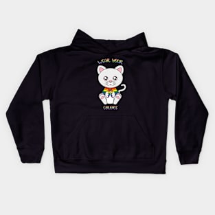 LGBT flag, Cute Cat LGBT. Kids Hoodie